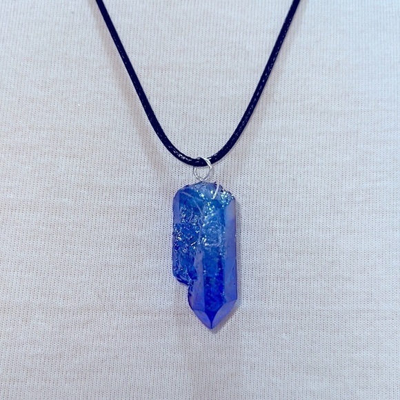BLUE ANGEL AURA QUARTZ PENDANT ACTIVATED REIKI HEALING NECKLACE - Picture 3 of 7